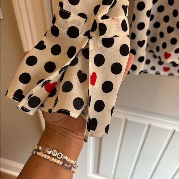 Molly Bracken hearts button down blouse Mandarin Collar Blouse - Picture 4 of 6